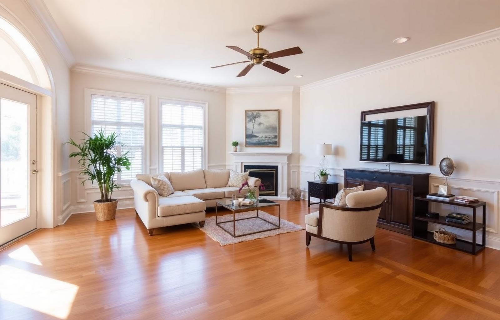 Fully restored luxury Boca Raton living room after professional water damage restoration